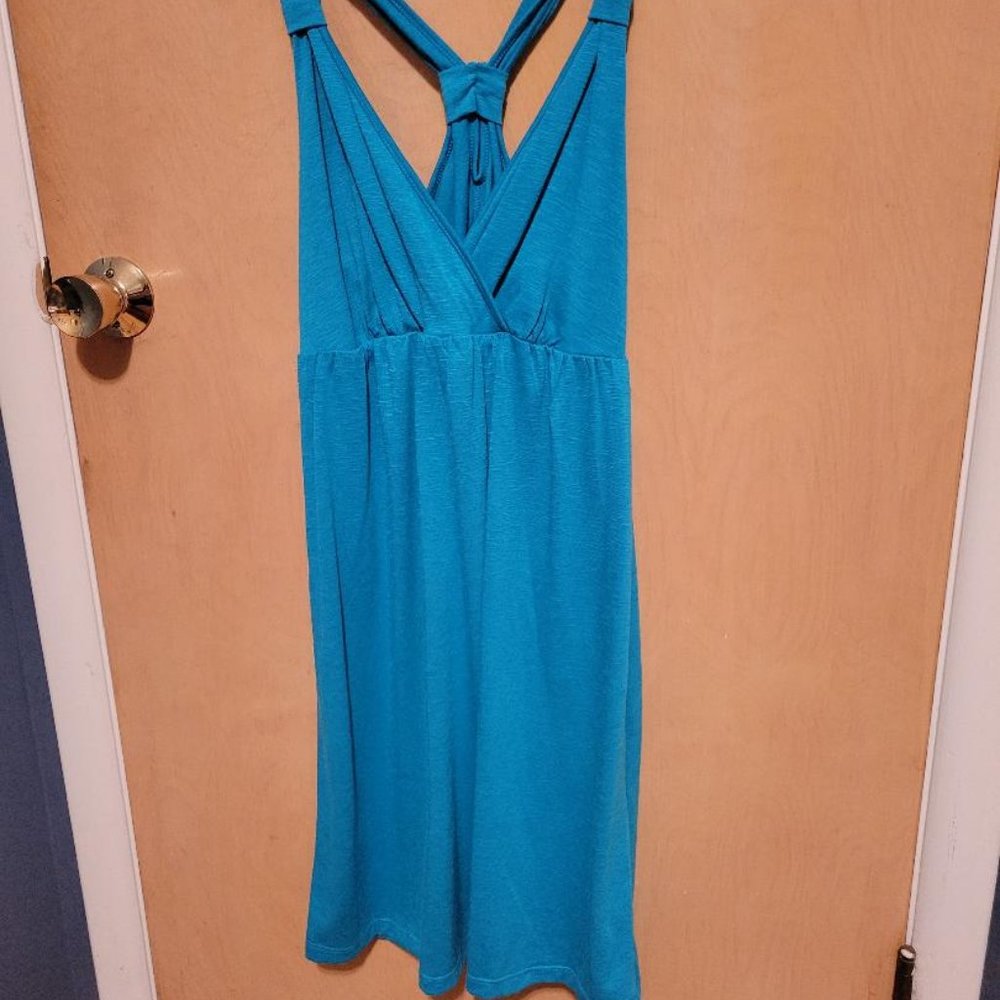 Nicole Miller- New York- Teal V Neck Summer Dress, Size- Medium